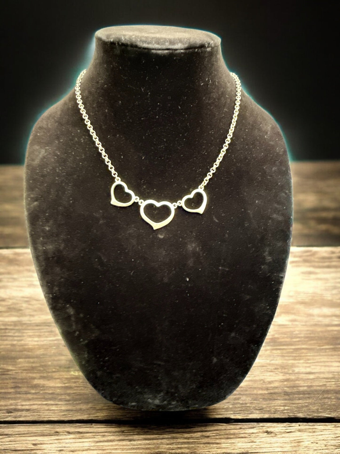 Vintage Carolina Herrara Sweetheart Trio Necklace 16-18"