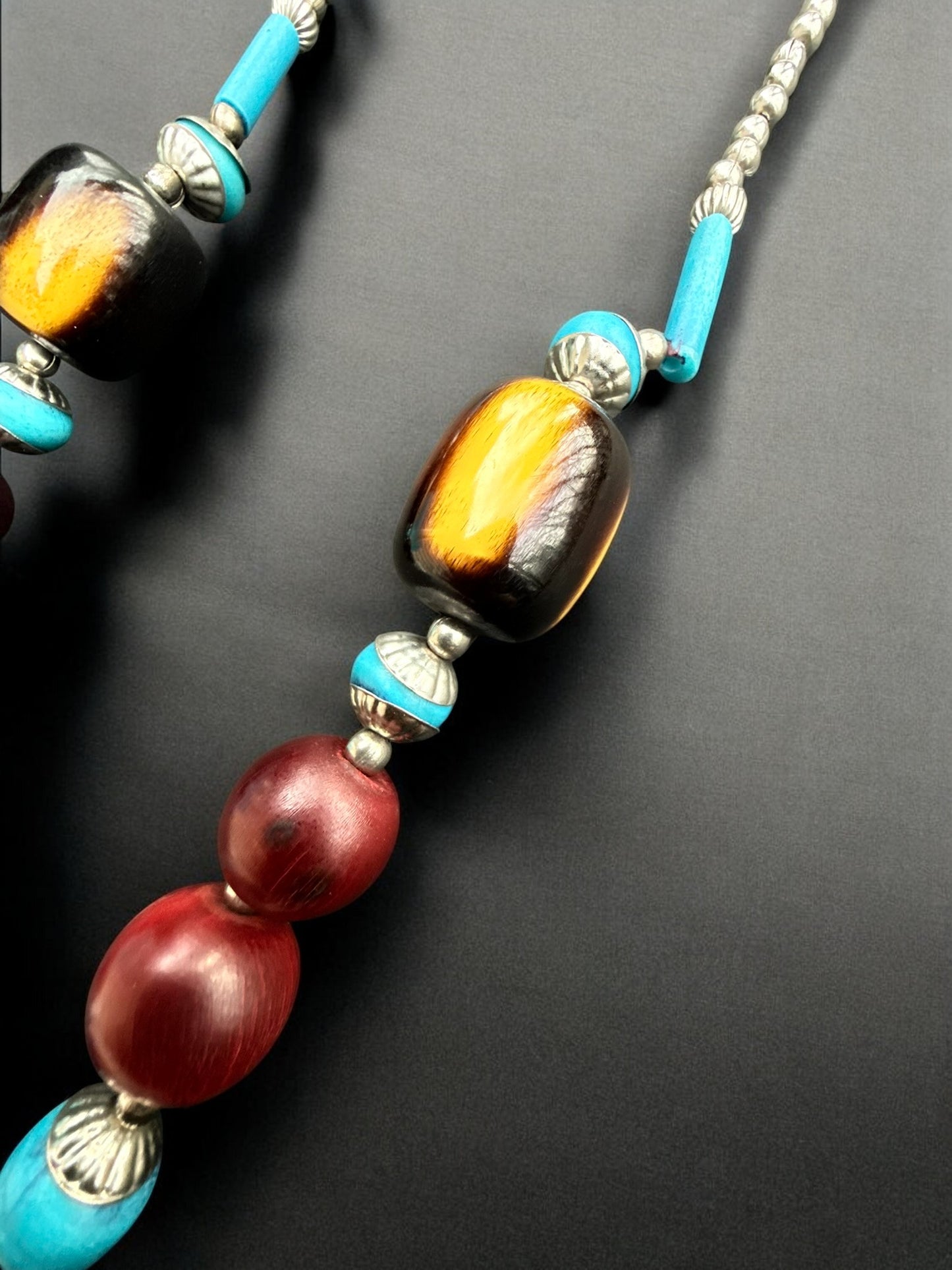 Vintage Desert Mosaic Statement Necklace 22"