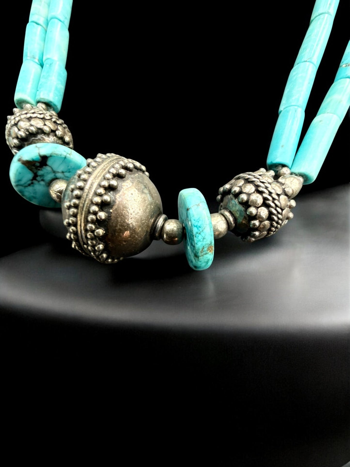 Vintage Santa Fe Sky Turquoise Necklace 17"