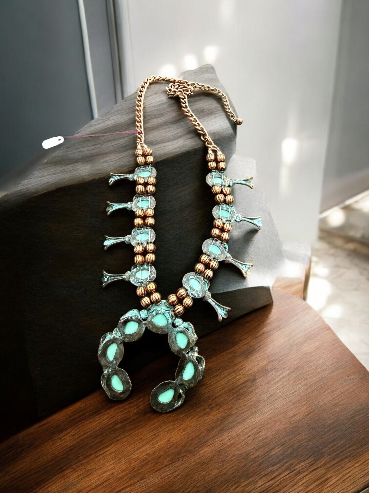 Vintage Desert Bloom Squash Blossom Necklace 22-25"