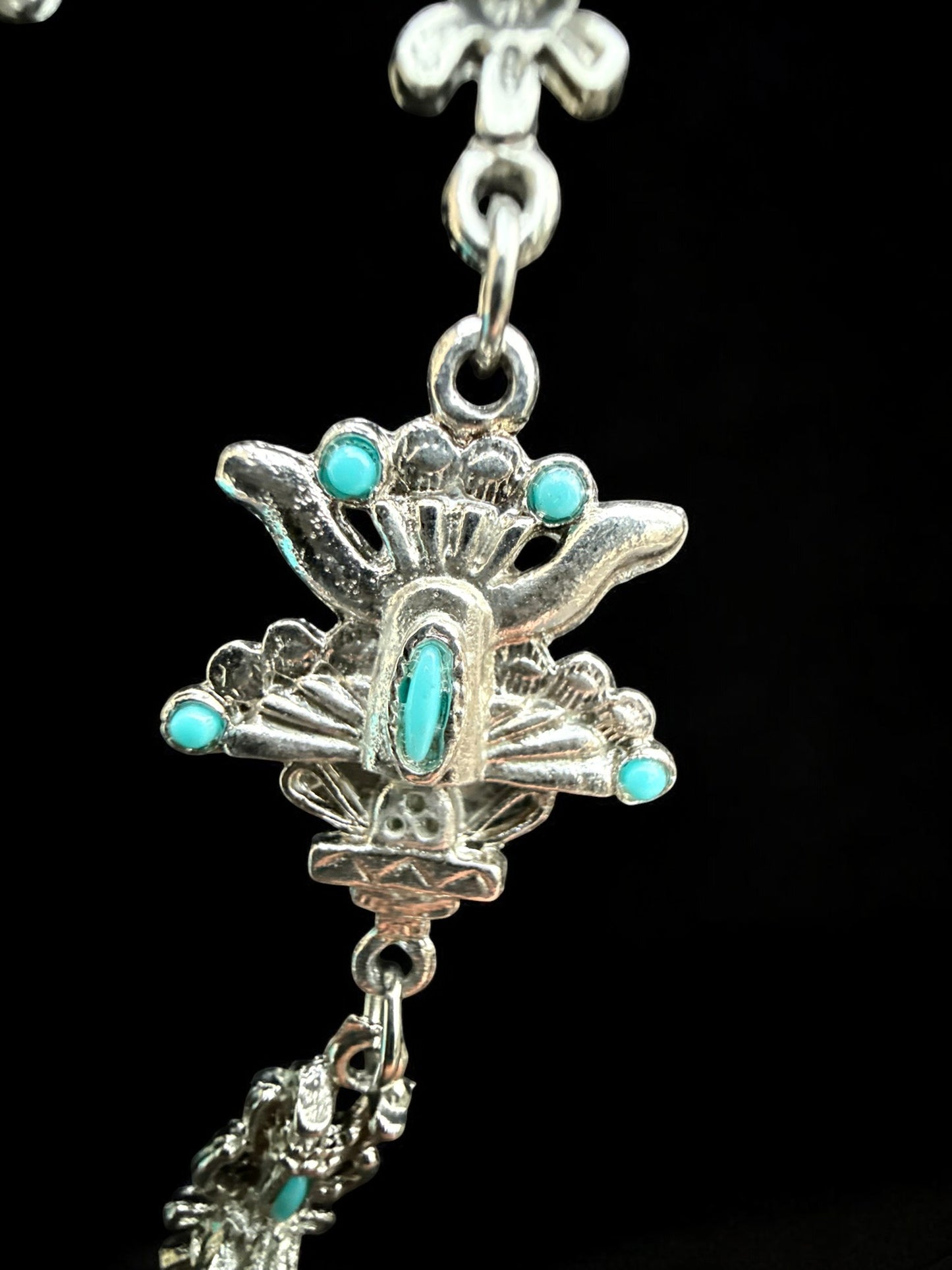 Vintage Silver Sky Thunderbird Necklace 49"