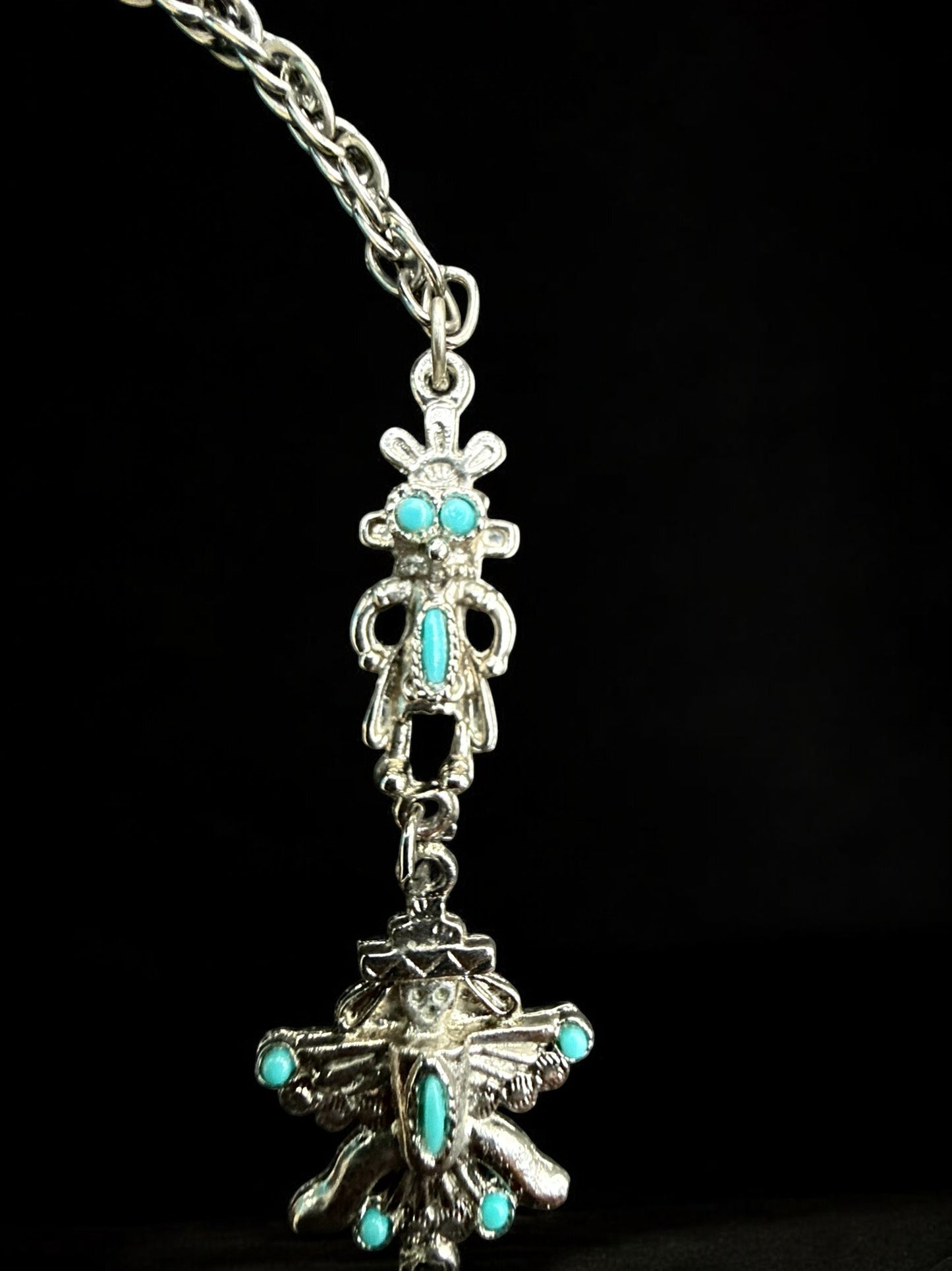 Vintage Silver Sky Thunderbird Necklace 49"