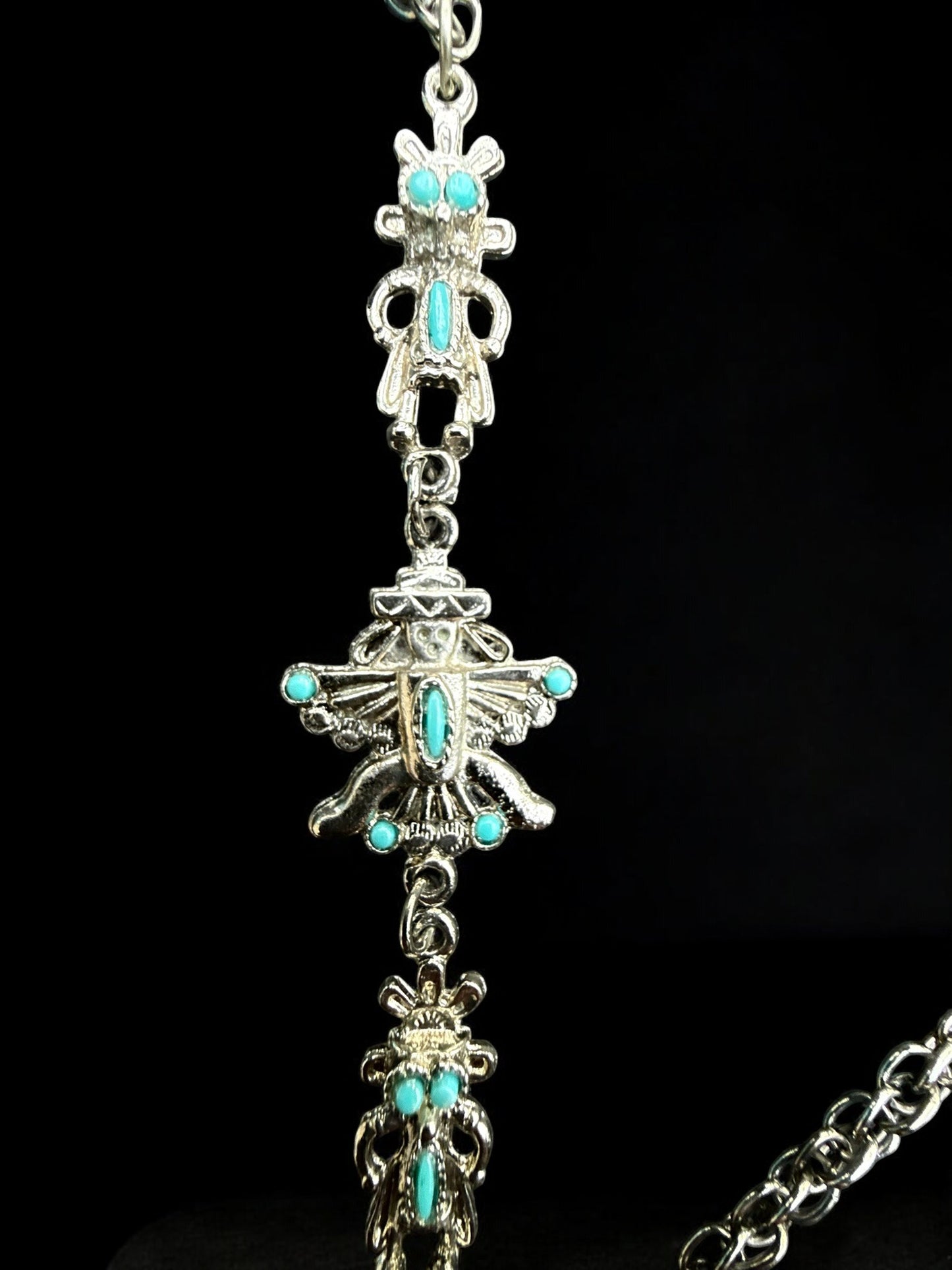 Vintage Silver Sky Thunderbird Necklace 49"