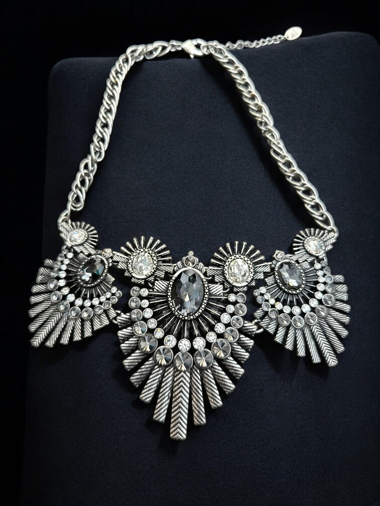 Vintage Midnight Radiance Statement Necklace 17-19"