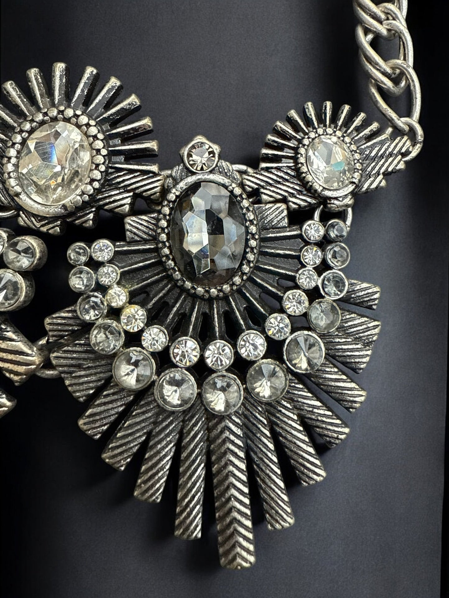 Vintage Midnight Radiance Statement Necklace 17-19"