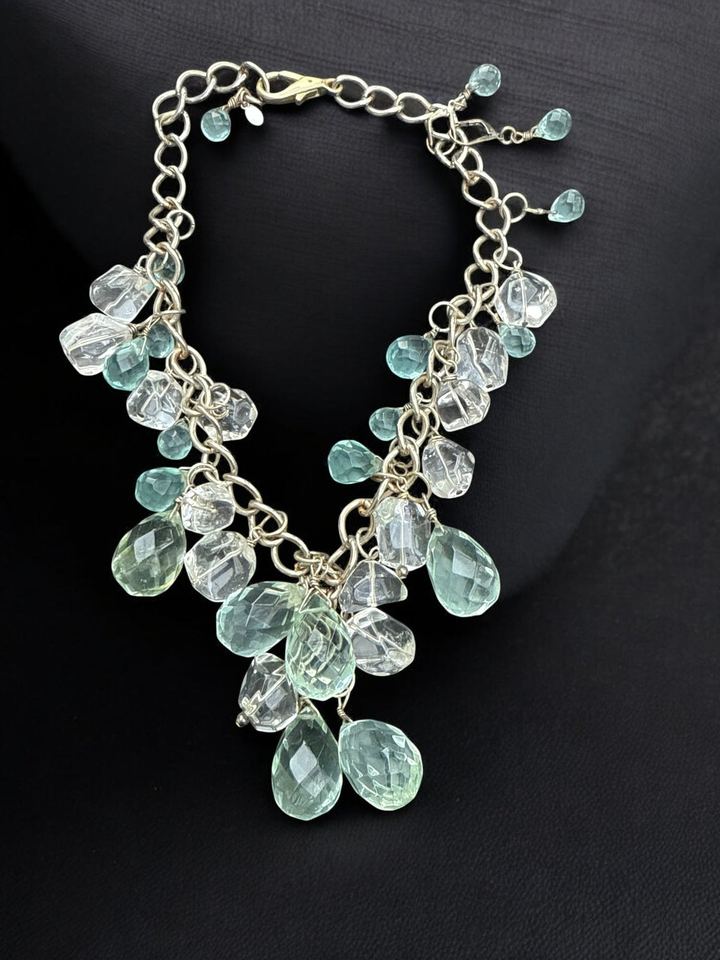 Vintage Sea Glass Cascade Necklace Set 15-17"