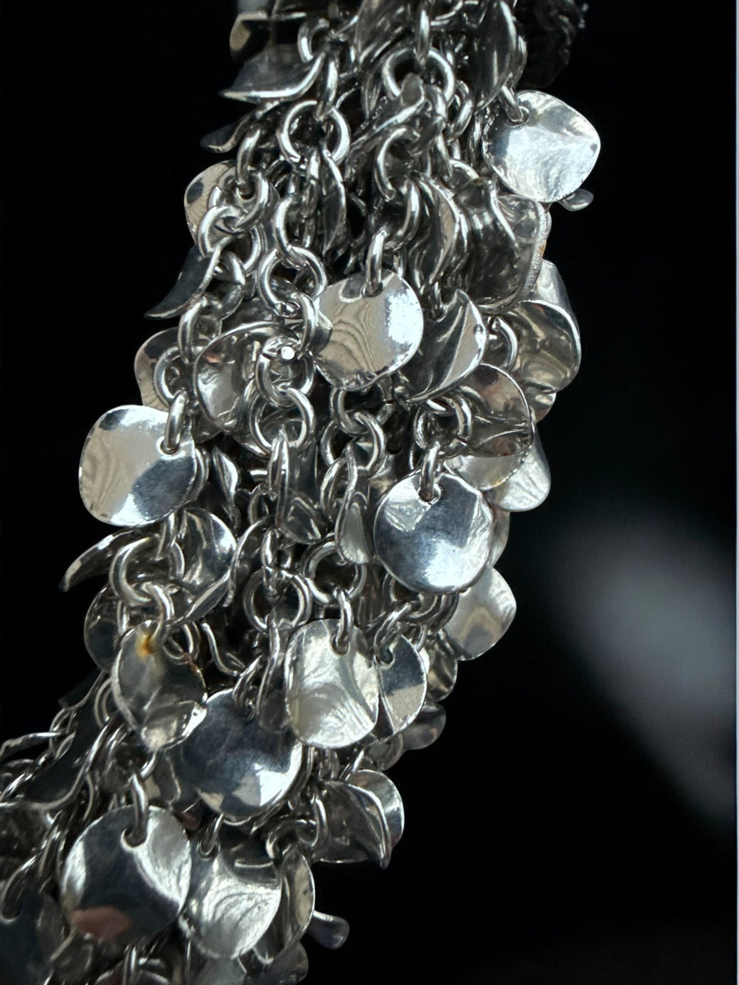 Vintage BCBG Cascade Fringe Statement Necklace 17-21"