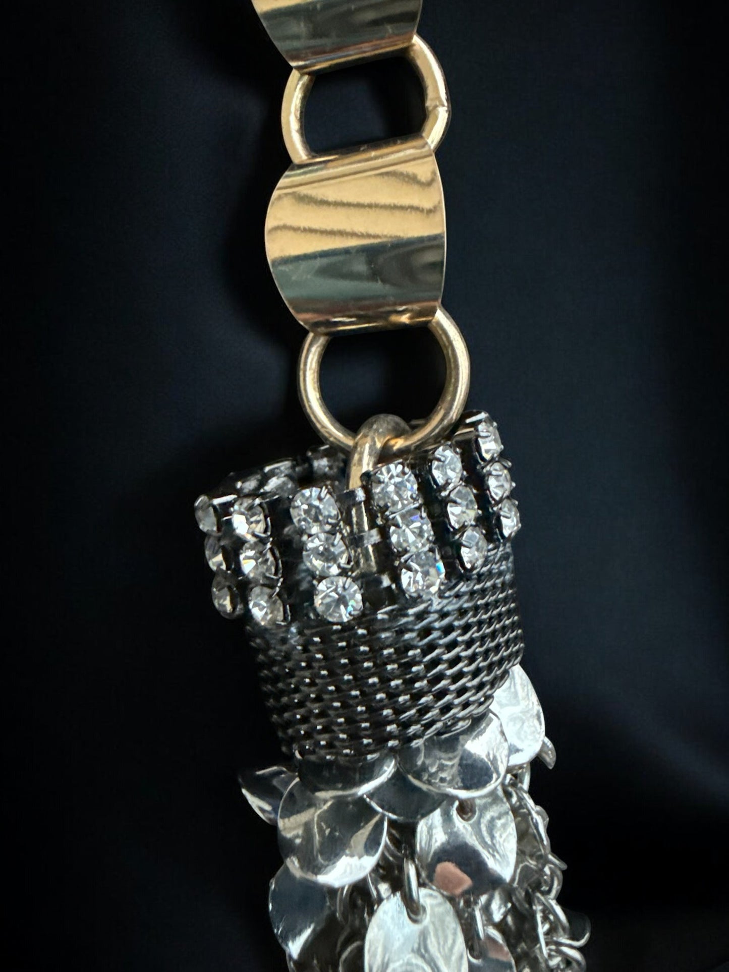 Vintage BCBG Cascade Fringe Statement Necklace 17-21"