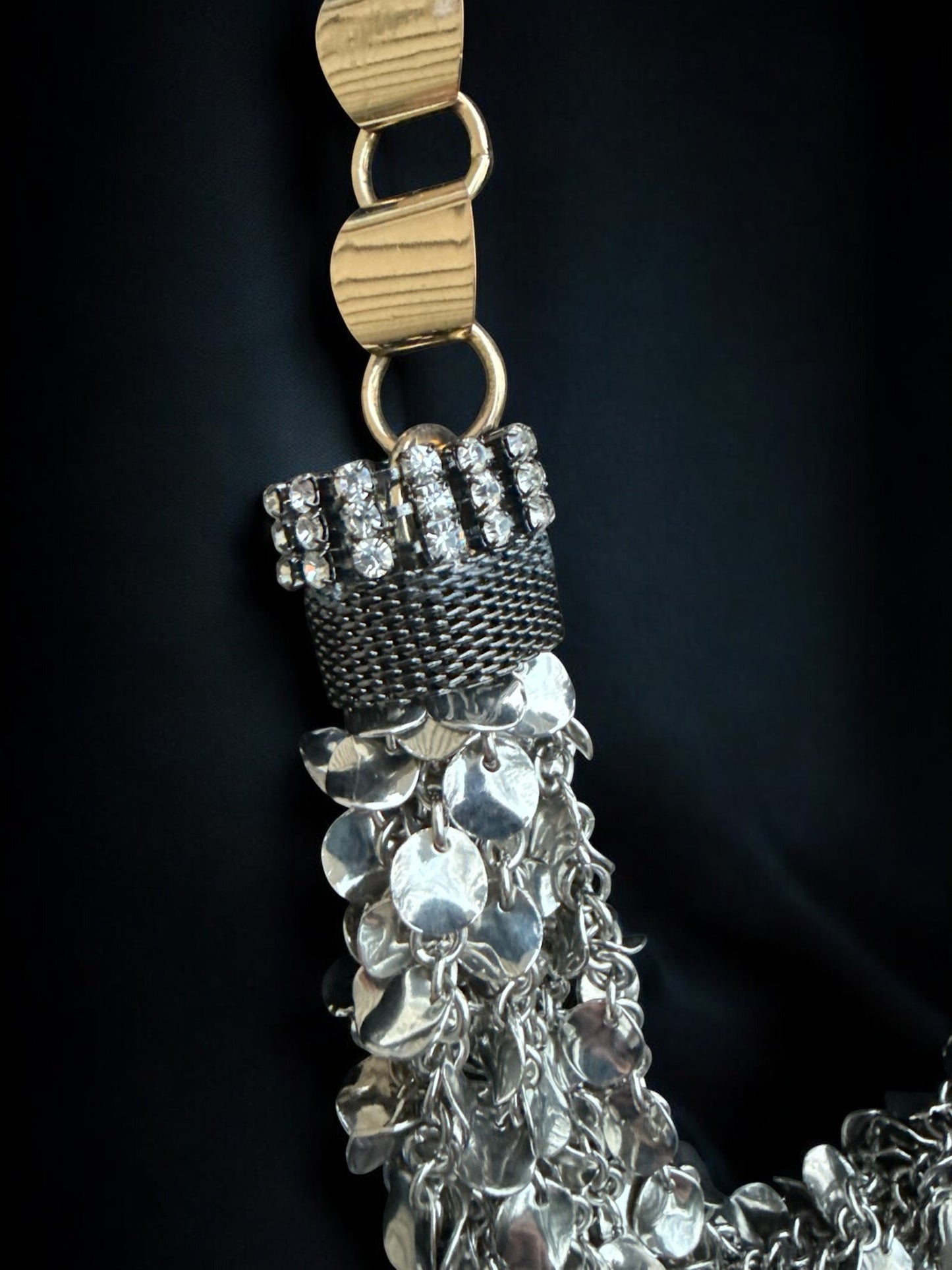 Vintage BCBG Cascade Fringe Statement Necklace 17-21"