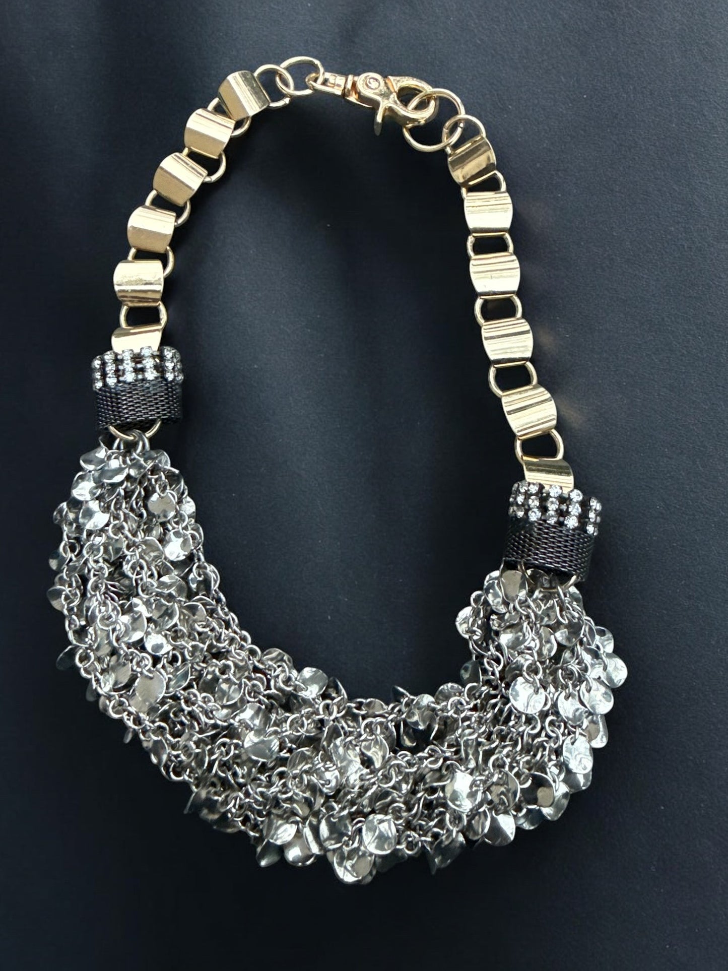 Vintage BCBG Cascade Fringe Statement Necklace 17-21"