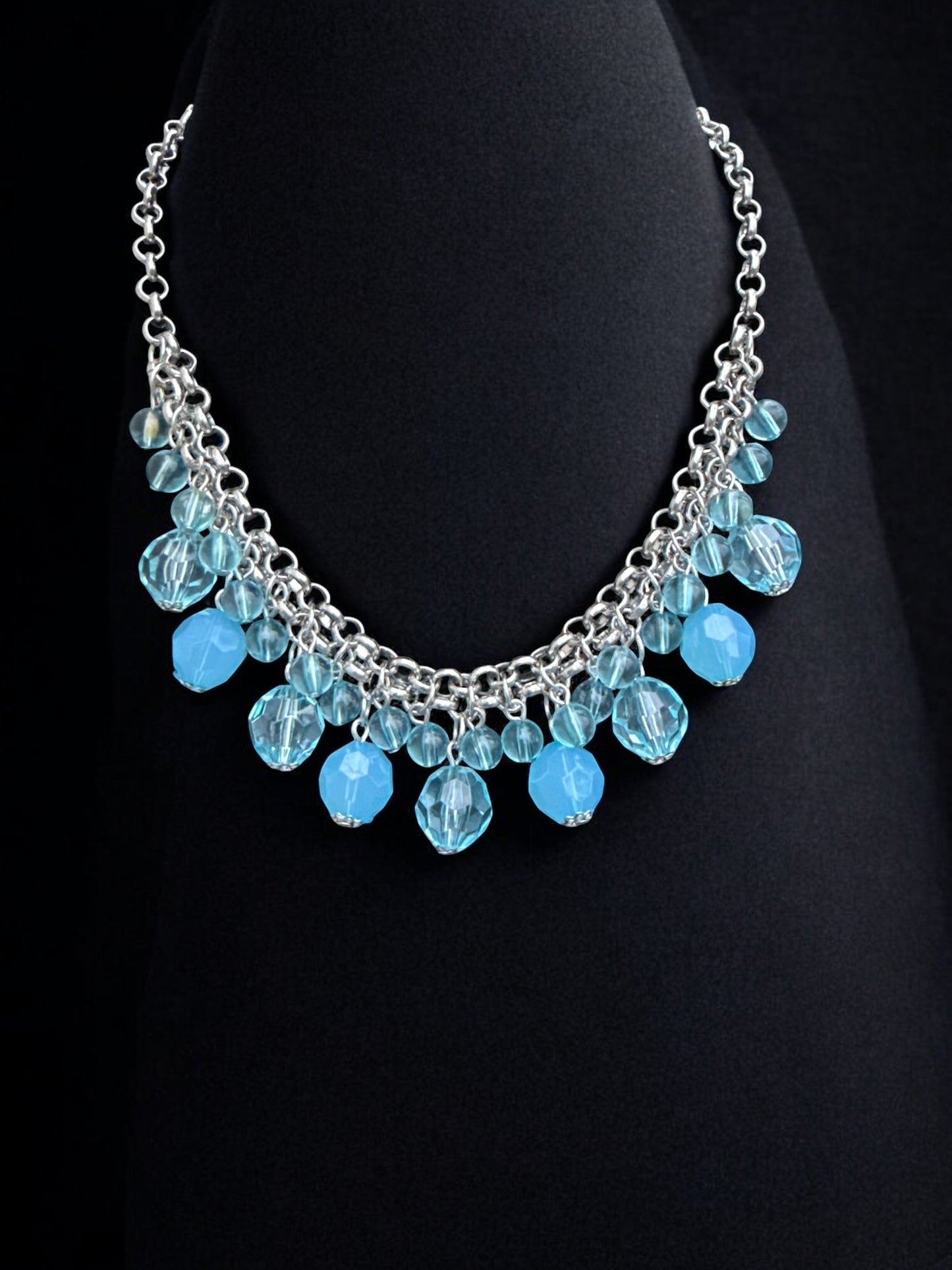 Vintage Blue Azure Drift Necklace 17-19"