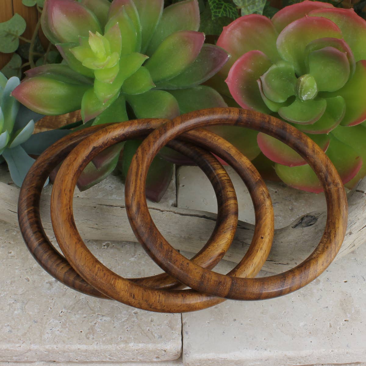 Natural Wood Bangles - 3 piece set!