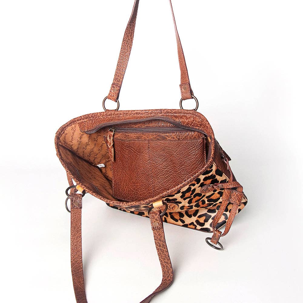 American Darling Cheetah Hair On Genuine Western Leather Tote Bag