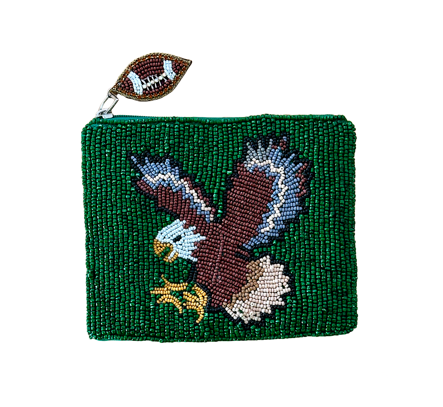 Philadelphia Eagles Beaded Football Game Day Coin Purse
