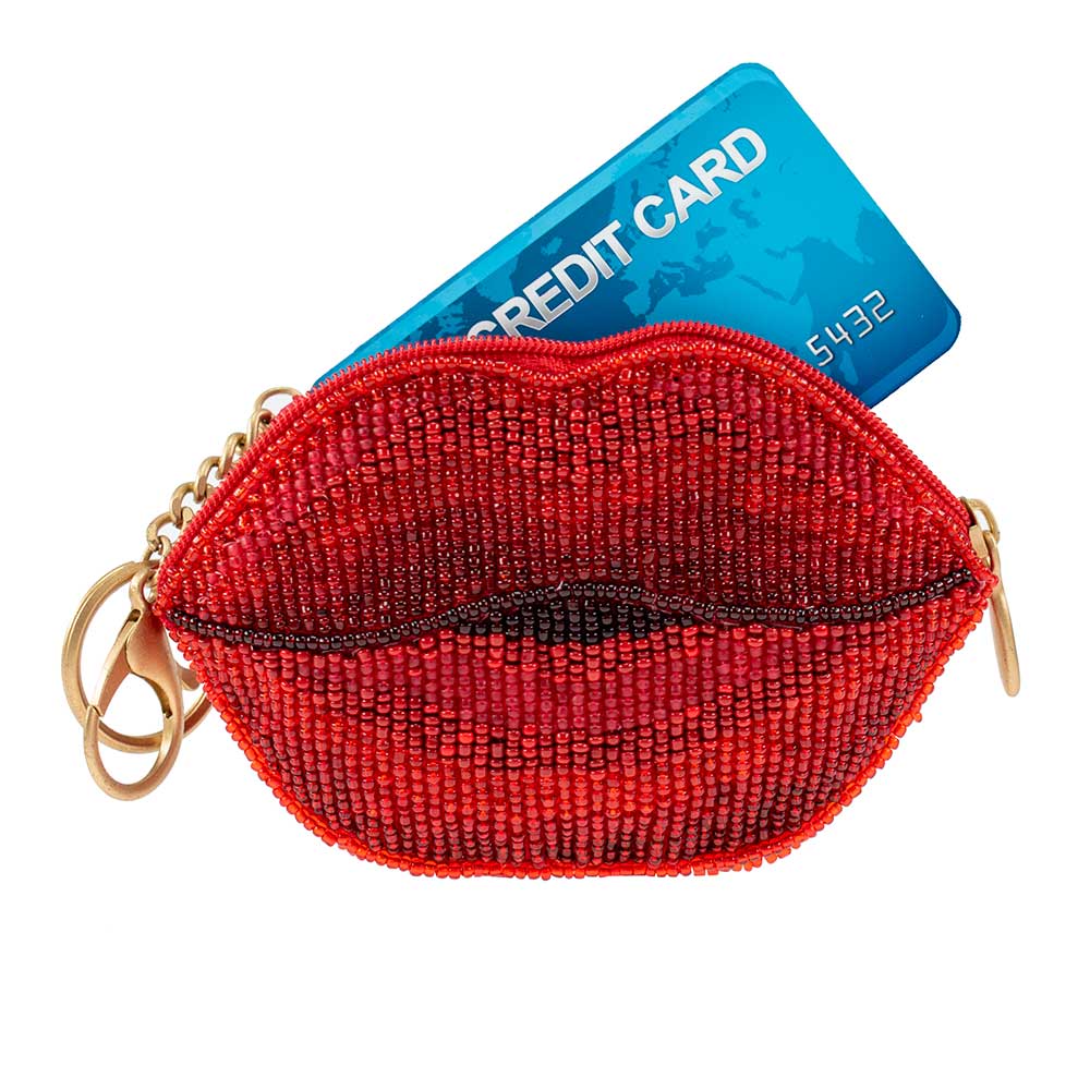 XOXO Beaded Lips Coin Purse