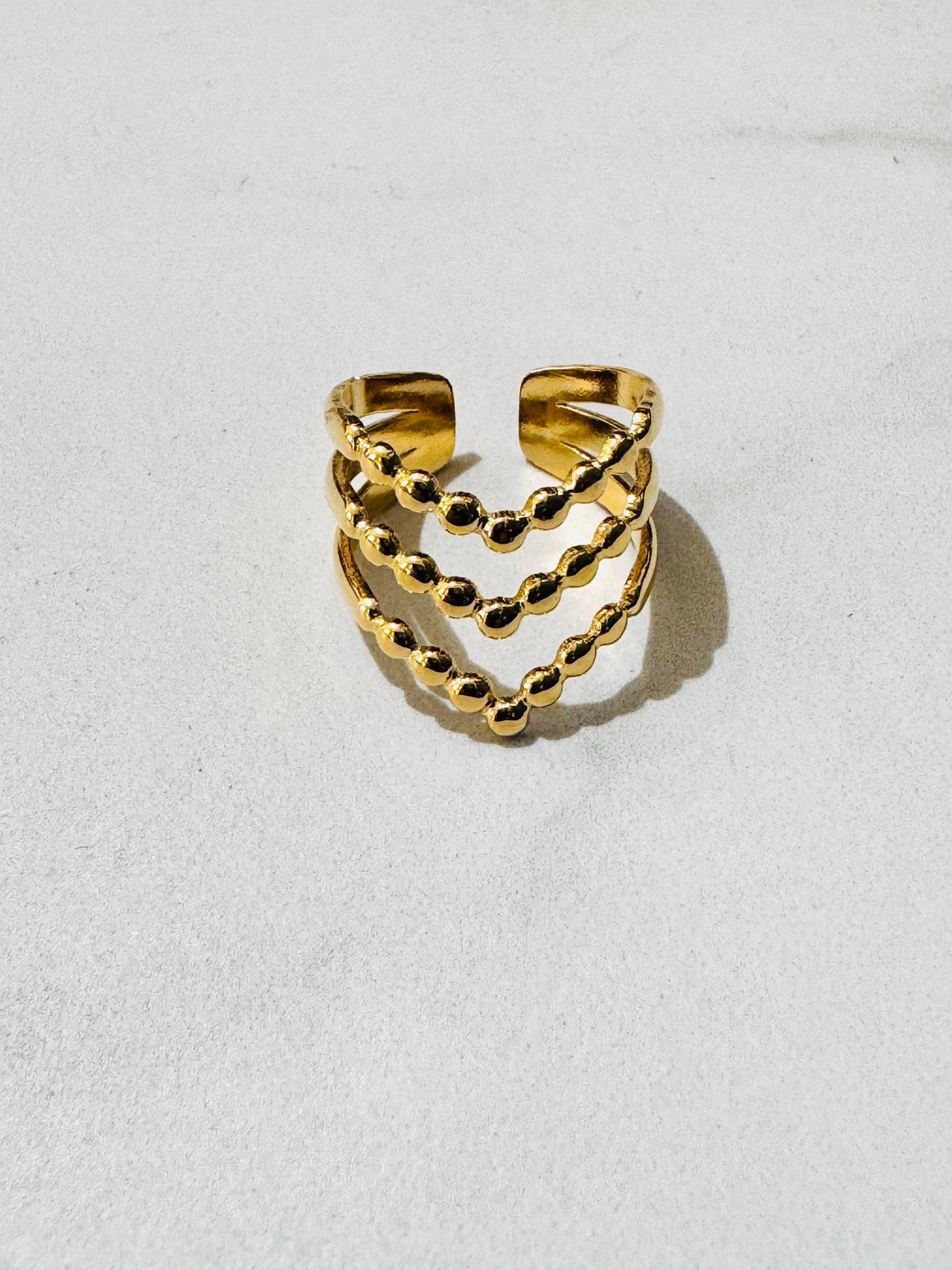 Chevron Adjustable Stainless Steel Gold Ring
