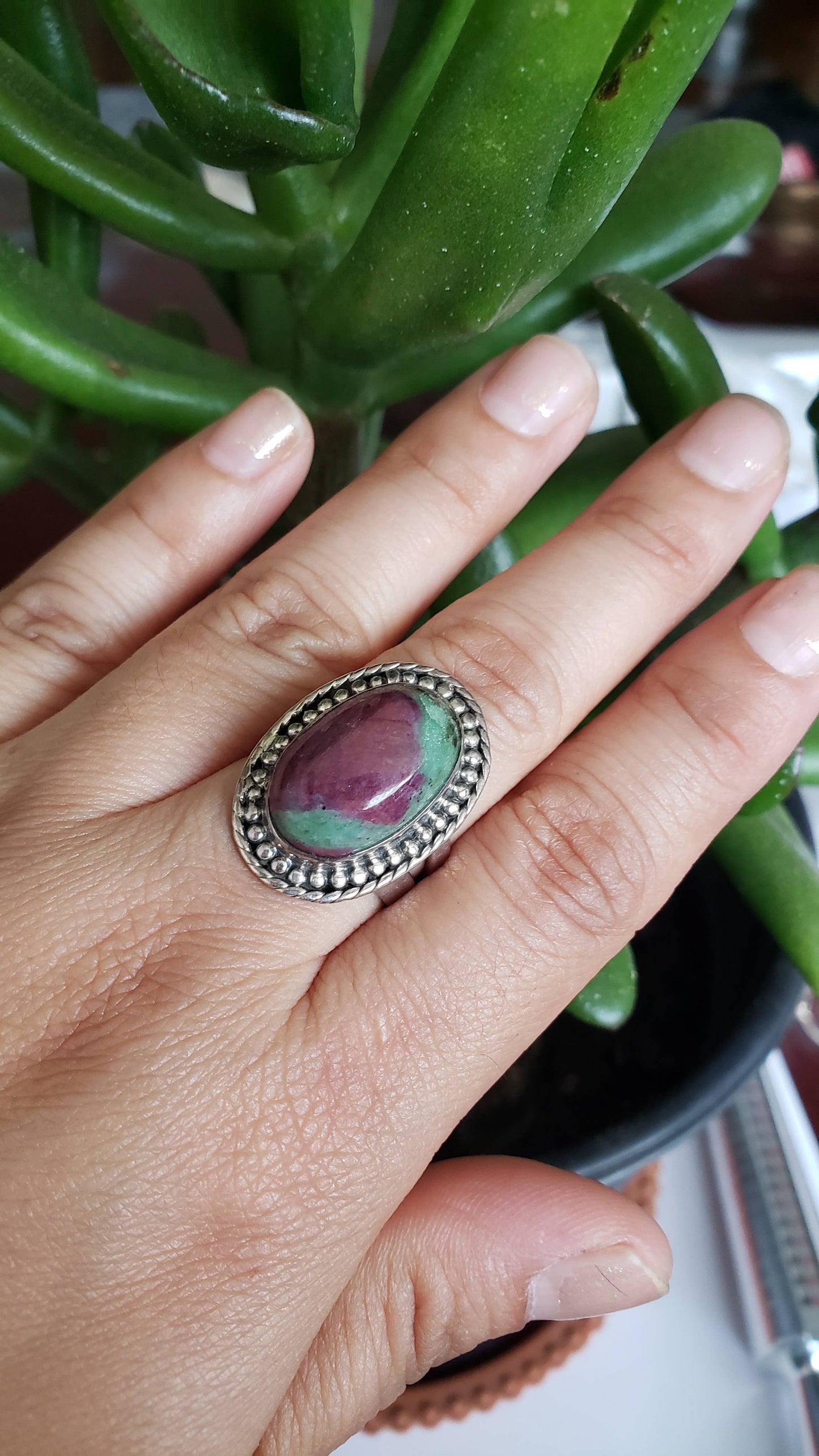 Sterling Ruby Zoisite Ring