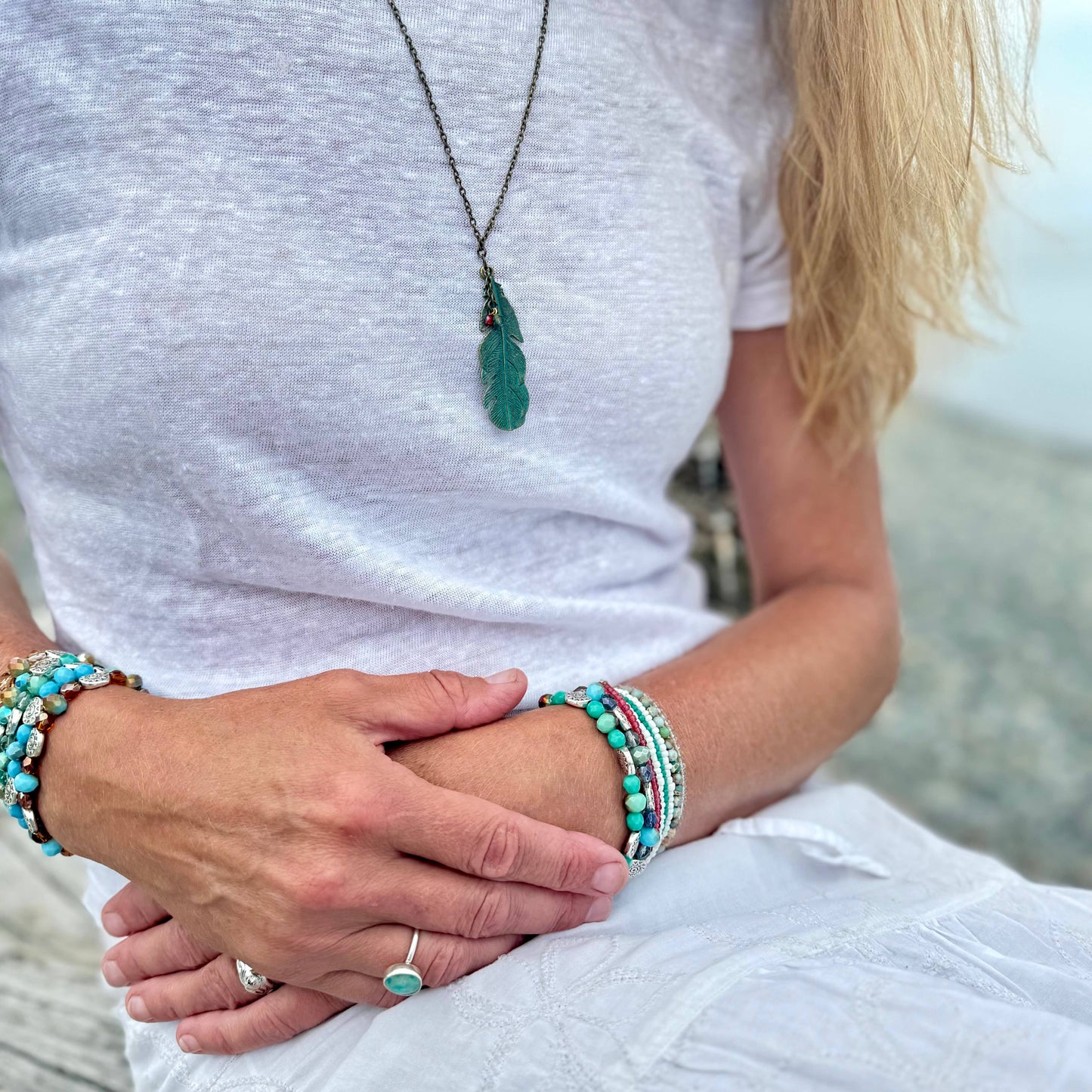 Nouveau Boho Feather Necklace 24"