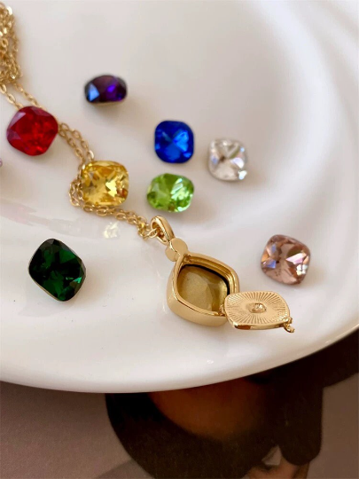 Chroma Charm Necklace - 10 stones! (Gold & Silver)