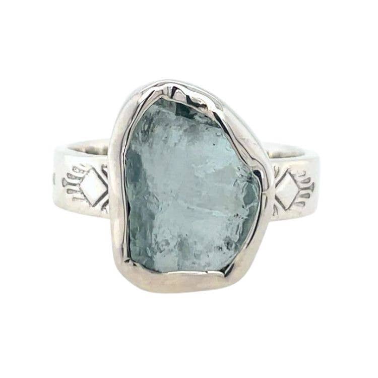 Sterling Aquamarine Melting Ring