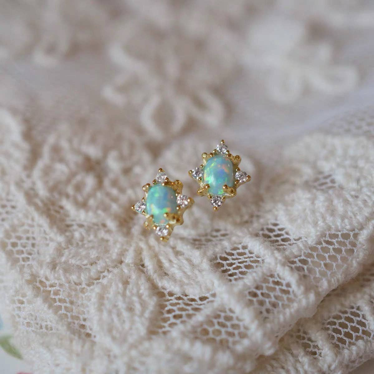 Opal Starlight Stud Earrings