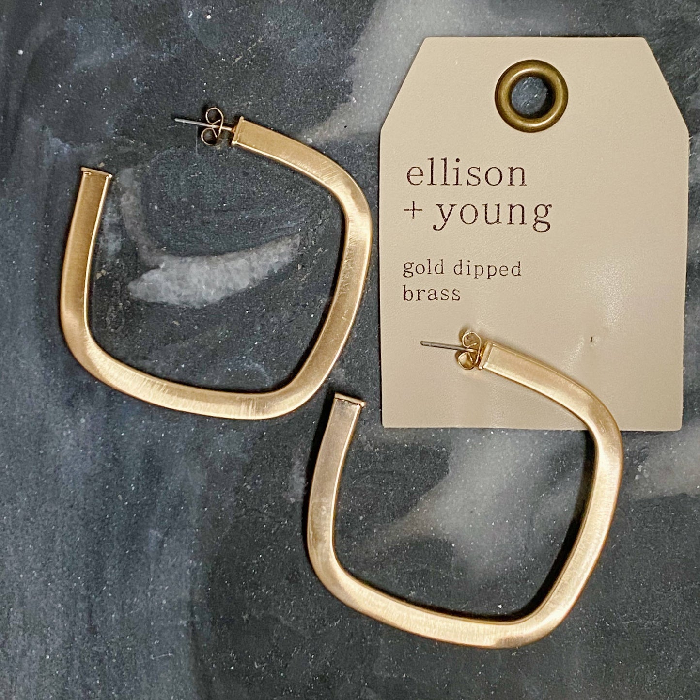 Gilded Edge Square Hoop Earrings