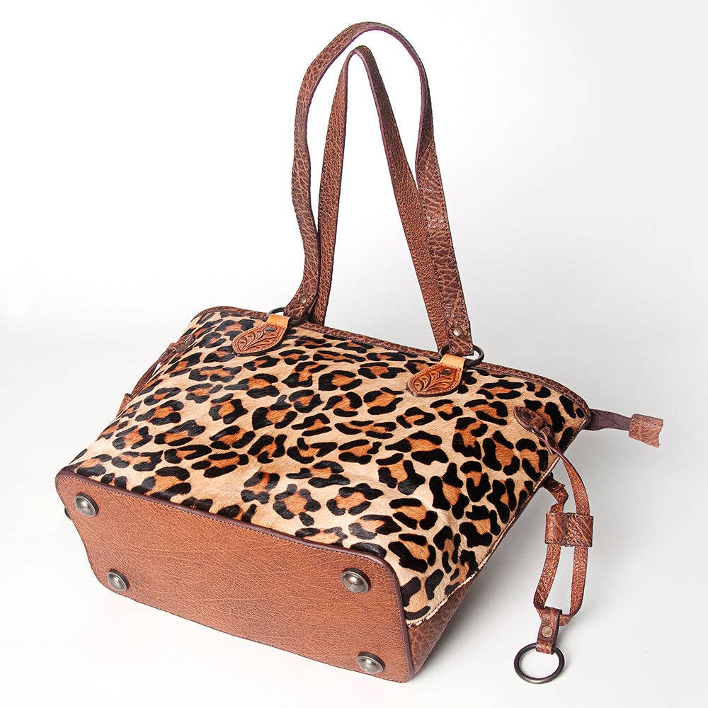 American Darling Cheetah Hair On Genuine Western Leather Tote Bag