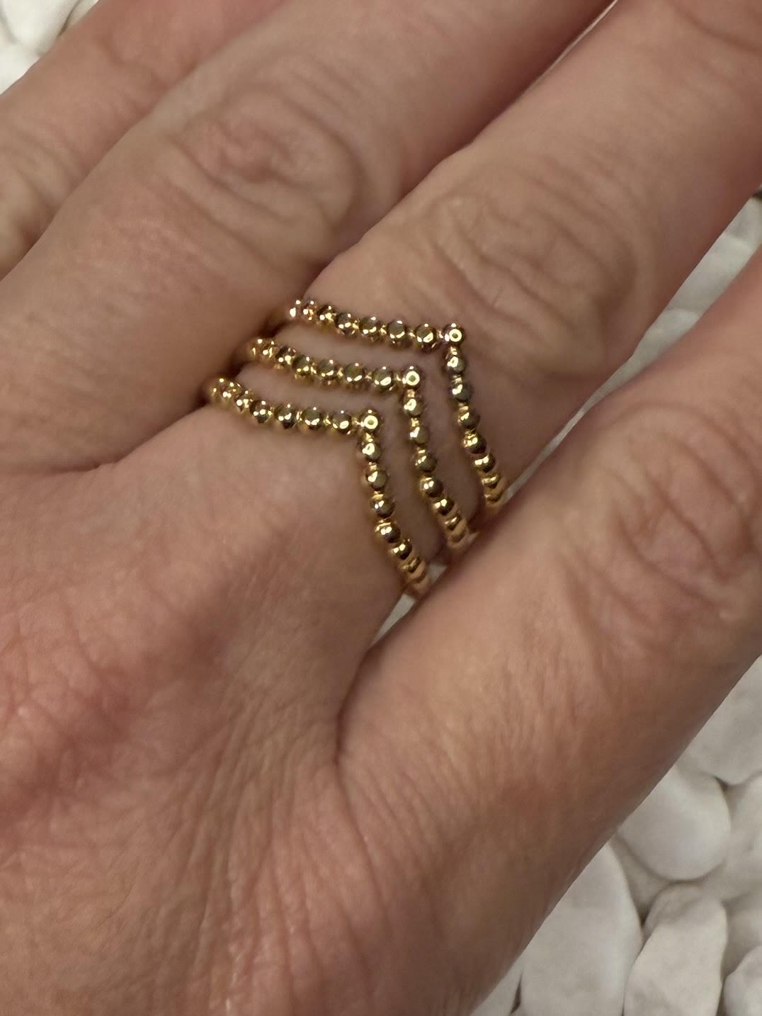 Chevron Adjustable Stainless Steel Gold Ring