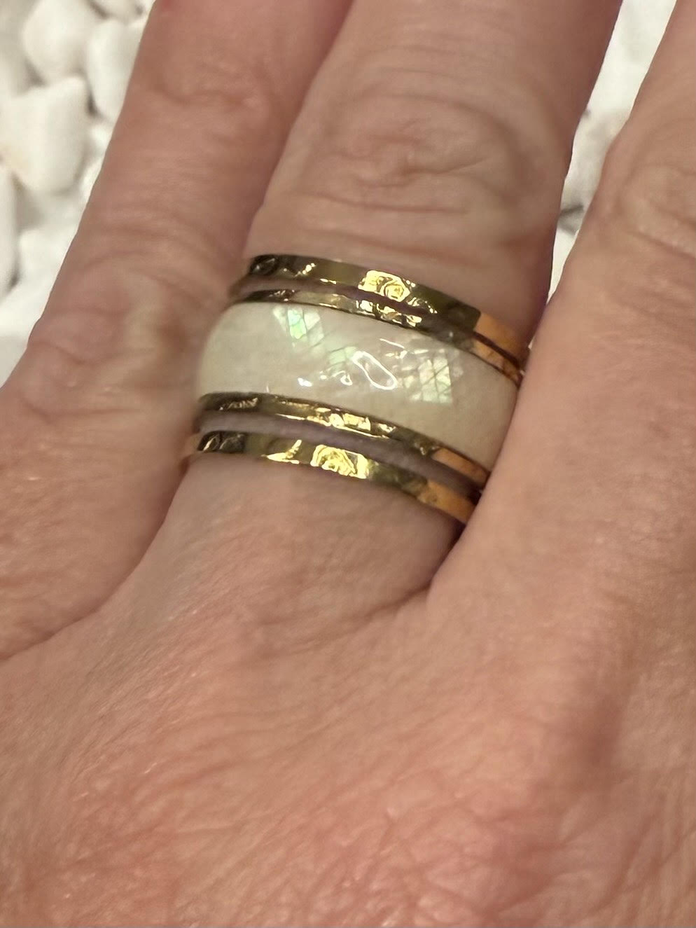 Patty Nacre Stainless Steel Gold Ring