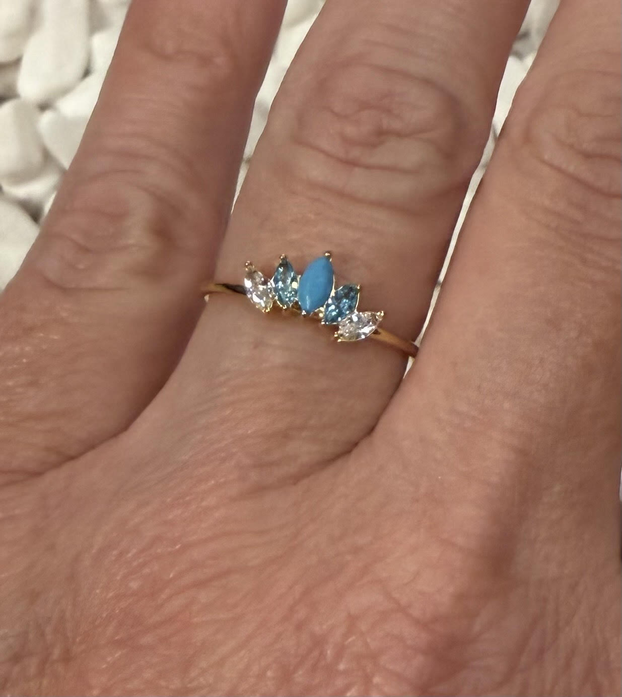 Blue Crown Stainless Steel Gold Ring